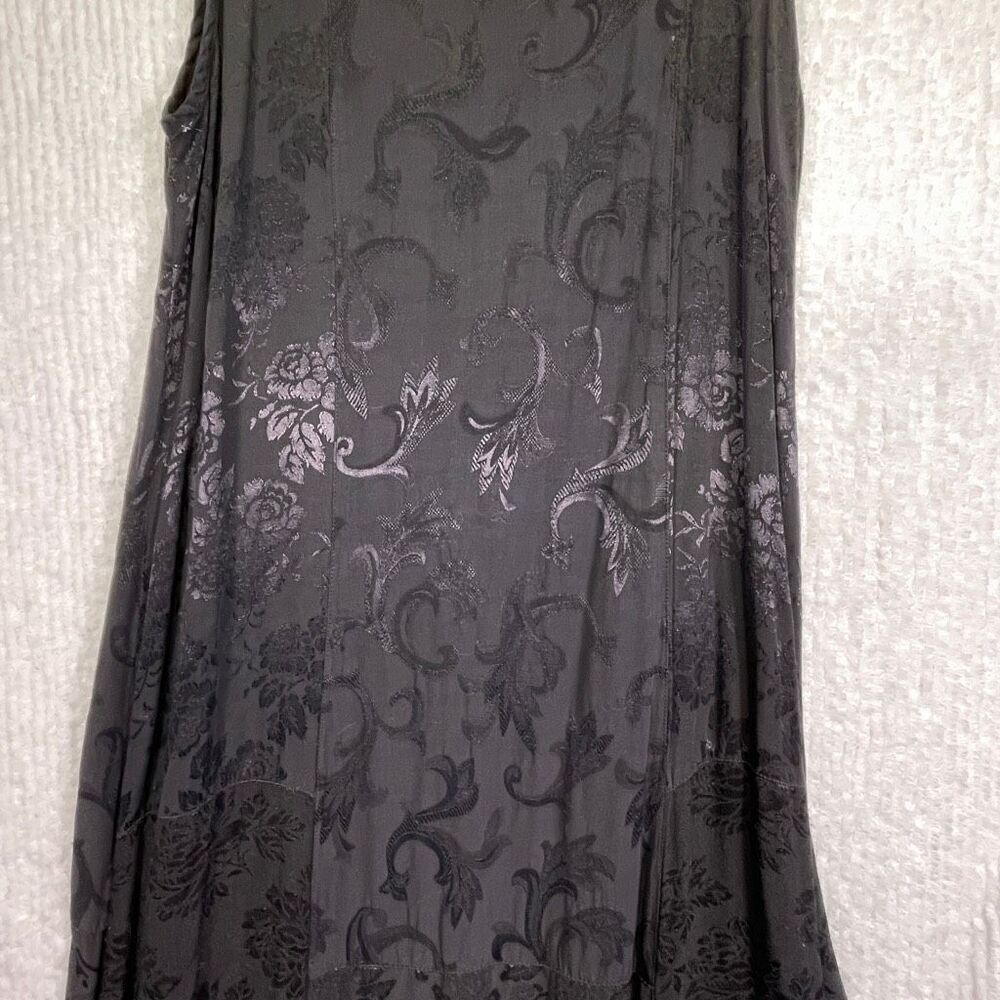 Citron Santa Monica Black Sleeveless Floral Pullover Maxi Dress Medium - Picture 2 of 6